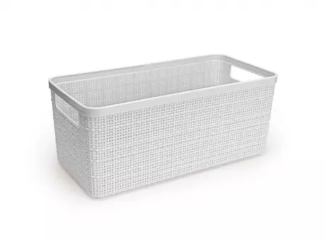 CESTA ALARGADA MEDIANA DE YUTE PLÁSTICO BLANCA R: 257/B NITRON