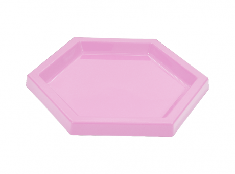 BANDEJA PLASTICA HEXAGONO (22X2CM) ROSADO CLARO