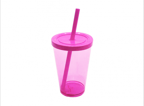 VASO HAPPY 350ML ROSA NEON