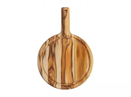 TABLA TECA REDONDA CON MANGO P/ QUESOS 44X30X1,8 CM 12