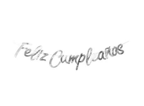 Imagen de CARTEL FELIZ CUMPLEAÑOS PLATA LISO