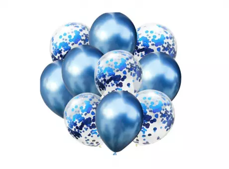 GLOBOS SET CROMADO AZUL JU5 X10