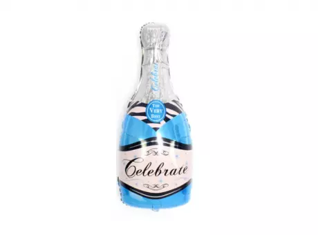 GLOBO BOTELLA ESPUMANTE (49X100CM) CELESTE