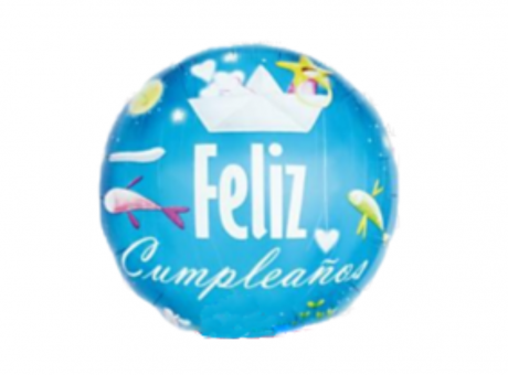 GLOBO BARQUITO PAPEL \\\\"FELIZ CUMPLEAÑOS\\\\" (45CM) CELESTE