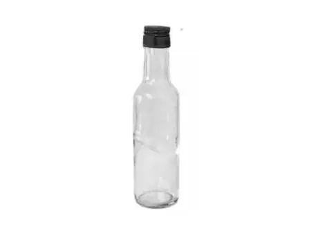 BOTELLA VIDRIO 250ML ACEITE REDONDO C/TAPA ROSCA NEGRA MOD 274 DIRECAO SUL