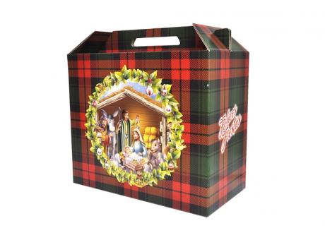 CAJA CANASTA ESCOCES NAVIDAD 3452 GRD PESEBRE FELICES FIESTAS