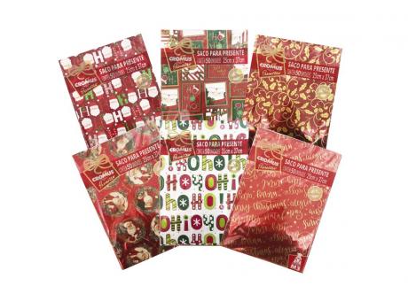 Imagen de BOLSA METAL PEROLADO 25X37 NAVIDAD DISEÑOS SURTIDOS.