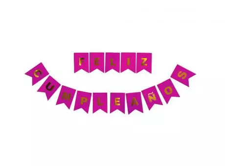BANDERIN FELIZ CUMPLEAÑOS FUCSIA GRANDE CM02010