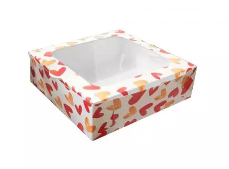 CAJA CORAZONES C/ VISOR 22X22X7CM