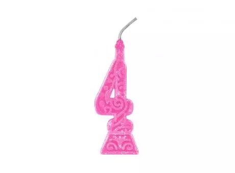 VELA CUMPLEAÑOS SUPER NUMERO ROSA 4