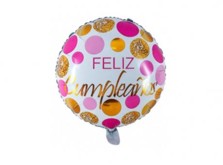 GLOBO \\\\\"FELIZ CUMPLEAÑOS\\\\\" (25CM) MOTAS