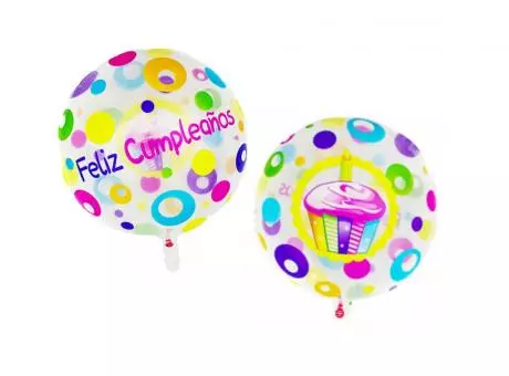 GLOBO \\\\\"FELIZ CUMPLEAÑOS\\\\\" (25CM) TRANSP.