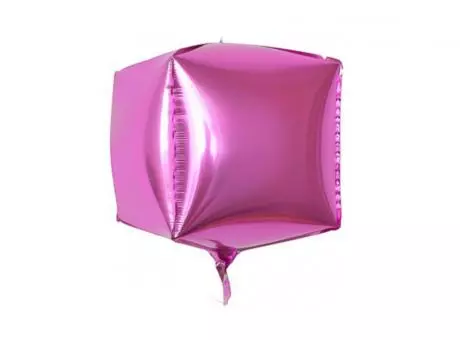 GLOBO CUBO (55CM) ROSADO METAL.