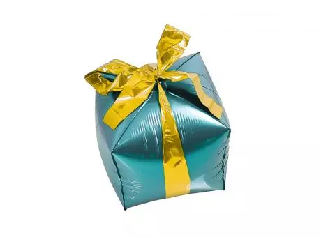 GLOBO CAJA REGALO (55CM) CELESTE