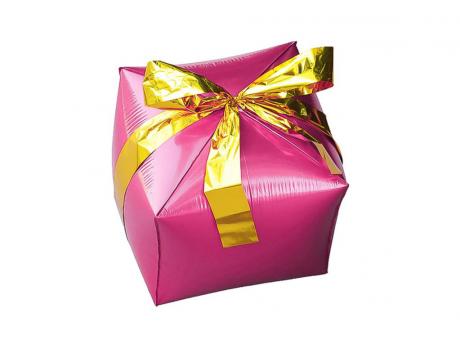 GLOBO CAJA REGALO (55CM) ROSADO