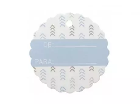 ETIQUETA CIRCULAR \\\"DE:/PARA:\\\" 10P (6.5CM) CELESTE