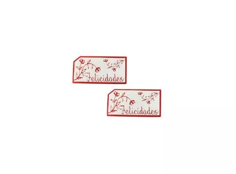 ETIQUETA DEC HOTSTAMP 204 FELICIDADES RECTANGULAR ROJO C100