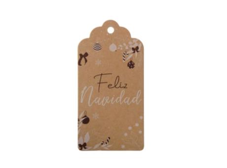 ETIQUETA RECTANGULO \"FELIZ NAVIDAD\" 10P (10X5) NATURAL