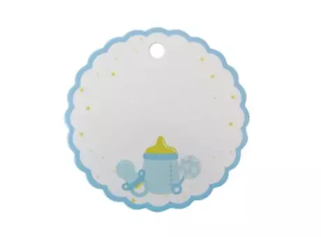 ETIQUETA CIRCULAR BIBERON 10P (6.5CM) CELESTE/BLANCO