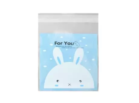 BOLSITA DE GALLETITA 50P (10X10X3) CONEJO CELESTE