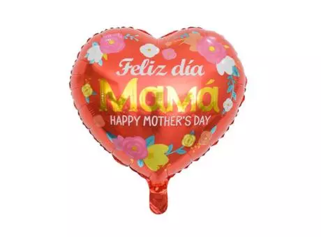 Imagen de GLOBO CORAZON \\\"FELIZ DIA MAMA\\\" (45CM) ROJO