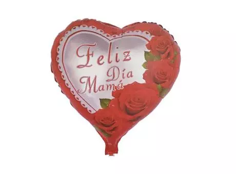GLOBO CORAZON \\\"FELIZ DIA MAMA\\\" (51X47CM) ROJO