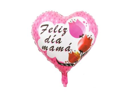GLOBO CORAZON \\\"FELIZ DIA MAMA\\\" (45X51CM) ROSADO