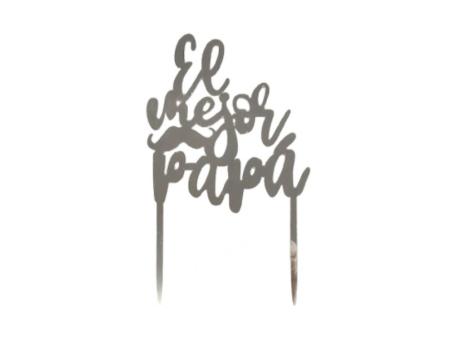 Imagen de ADORNO TORTA \"EL MEJOR PAPA\" (10X16) PLATEADO