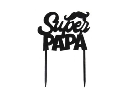 ADORNO TORTA \"SUPER PAPA\" (10.5X15) NEGRO