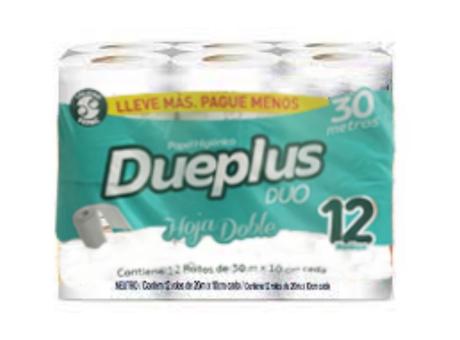 PAPEL HIG DUEPLUS DUO 30MTS NEUTRO DOBLE C12