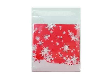 Imagen miniatura de BOLSITA NAVIDEÑA CRISTAL NIEVE 50P (10X10X3) ROJO