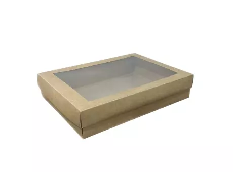 CAJA REGALO KRAFT CON VISOR GRD 330X240X70X40MM