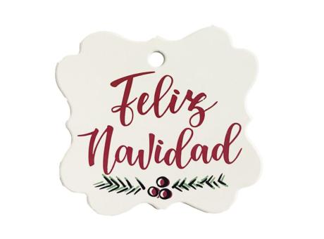 ETIQUETA CUADRADO \"FELICES NAVIDAD\" 10P (6X6.5CM) BLANCO