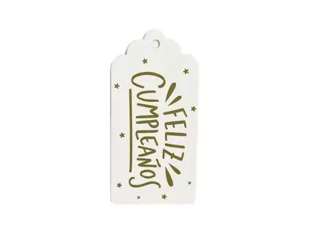 ETIQUETA RECTANGULO \\"FELIZ CUMPLEAÑOS\\" 10P (10X5CM) BLANCO