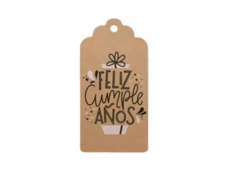 ETIQUETA RECTANGULO \"FELIZ CUMPLEAÑOS\" 10P (10X5CM) NATURAL