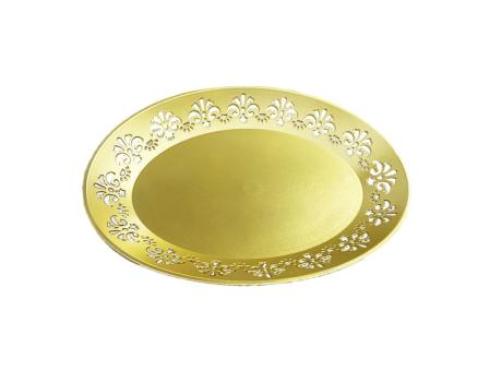 BANDEJA PLASTICA OVAL (34X25X3) DORADO