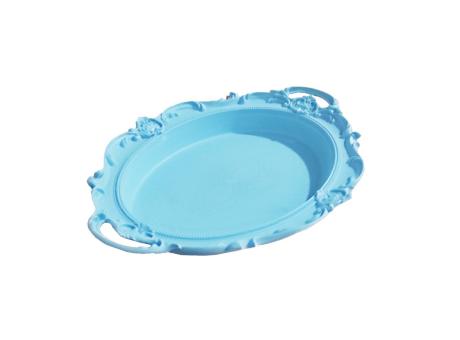 BANDEJA PLASTICA OVAL (33X22.5X4) CELESTE