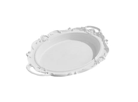 BANDEJA PLASTICA OVAL (33X22.5X4) BLANCO