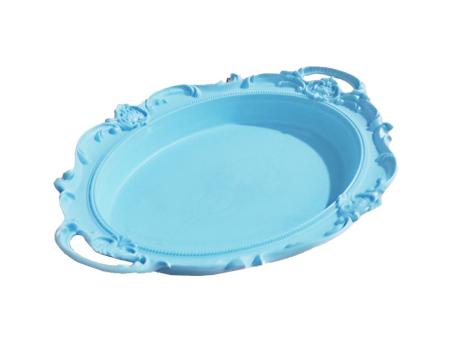 BANDEJA PLASTICA OVAL (47X32X5.5) CELESTE