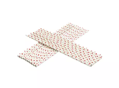 PAJITA DE PAPEL 25P (19.5CM) MOTA ROJO/BLANCO
