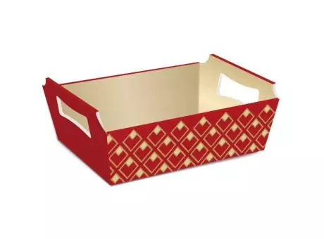 CANASTA DE CARTON MD COLOR ROJO 22X15X9