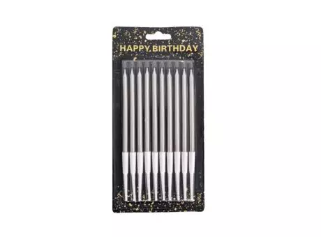 VELAS FINITAS 14CM PLATA CM02036 X10
