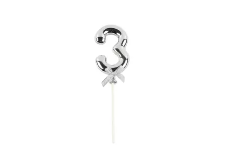 TOPPER NUMERO 3 PLATA CM02225 X1 300CX