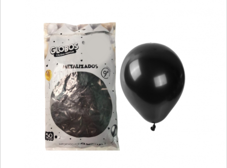 GLOBOS MDC METAL NEGRO 9\\" CM03623 X50