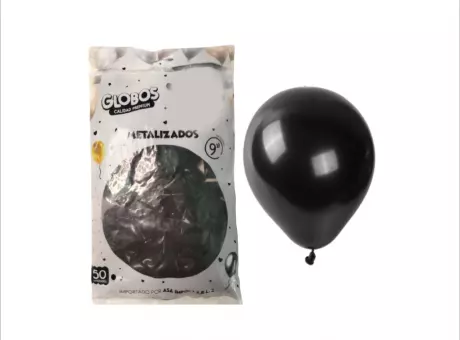 Imagen miniatura de GLOBOS MDC METAL NEGRO 9\\" CM03623 X50