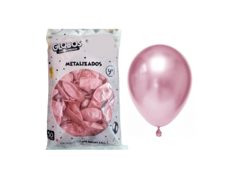 GLOBOS MDC METAL ROSA BB 9\\" CM03623 X50