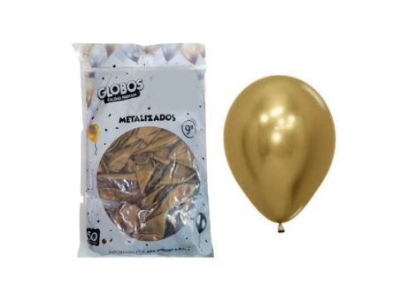 GLOBOS MDC METAL ORO OSC. 9\\" CM03623 X50