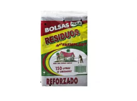 FP BOLSA BASURA REFORZADO 150 LTS 70X95X35 10 HJS -