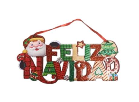 ADORNO NAVIDAD  FELIZ NAVIDAD P/COLGAR MULTICOLOR 30X13CM 51053