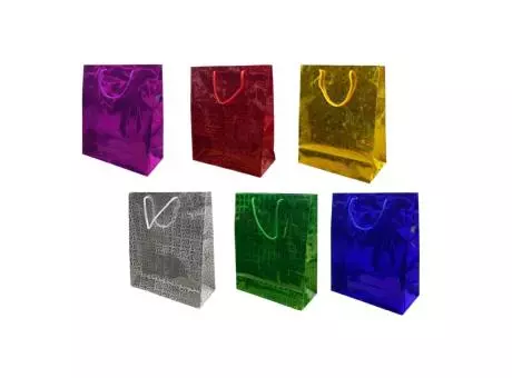 BOLSO DE PAPEL  P/REGALO LASER MEDIANO COLORES SURTIDOS 128G, 26*32*10CM 53493